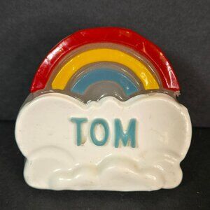 Vintage 80s Lucite Rainbow Night Light "Tom" Name Clouds Working Condition